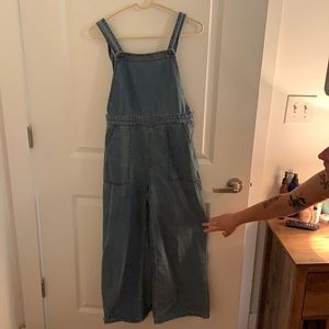 Size 26 Billabong Wide leg overalls. Side zipper.